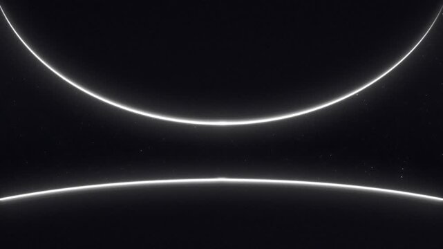 Monochrome glowing planet arcs with starry background animation