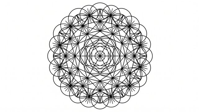 Sacred geometry pattern with intersecting circles and geometric line structures geometry abstract