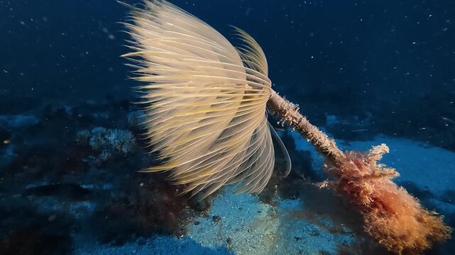 Deep underwater - Tube worm -spirograph- 45 meters depth