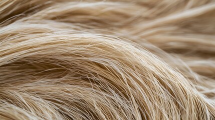 Fototapeta premium Close up of soft golden hair strands flowing gently in natural light creating a warm textured abstract background