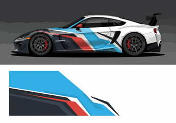 Naklejka premium White sports car with racing stripes and aerodynamic design