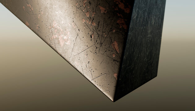 Close-up of scratched and rusted metal surface with visible textures