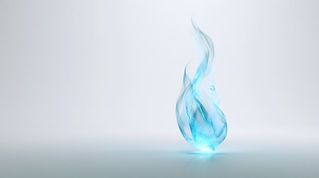 Abstract glowing blue flame of particles and lines with copy space