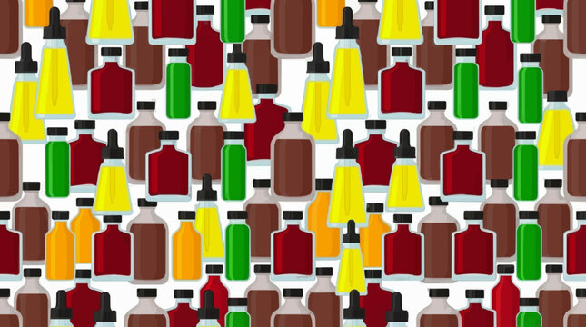Seamless Condiment Bottles Vector Pattern Design Repeating Flat S