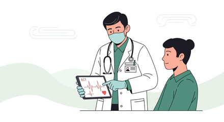 Fototapeta premium Medical Professional Showing Heart Rate Analysis to Patient During Consultation Session