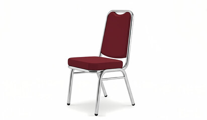 Obraz premium Realistic red velvet banquet chair with metallic frame isolated on white background⁠