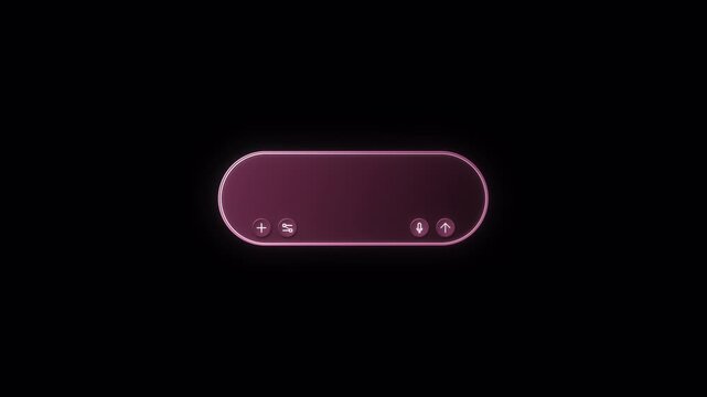 Neon pink glowing AI prompt search bar UI animation on transparent background