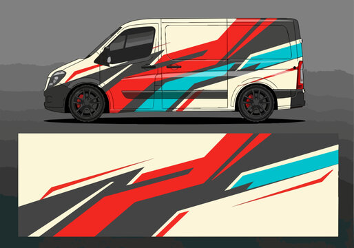 Colorful racing stripes van wrap design template