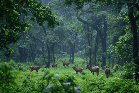 forest with animals in their natural habitat, preservation of forests, importance of preserving ecosystems, protection of animals