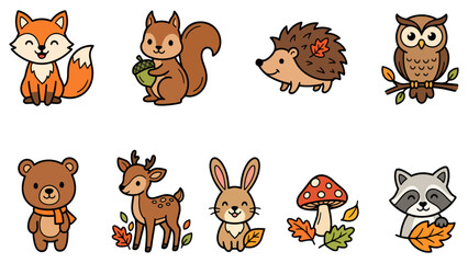 Fototapeta premium Autumn woodland characters