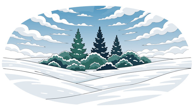 winter landscape with snow mountain
