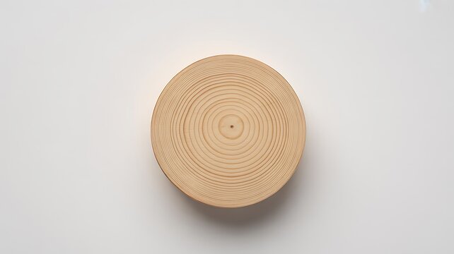 Round wooden tree log slice with rings