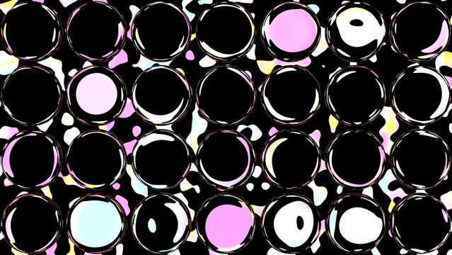 Midnight Orb Mosaic with Pastel Highlights and High Contrast Pop Geometry