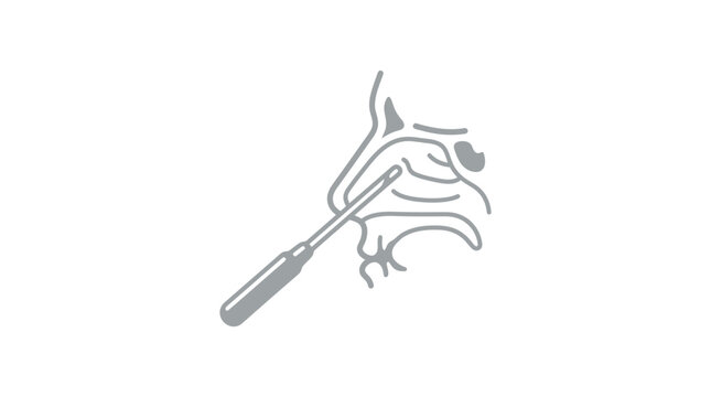Nasal endoscopy medical procedure line icon.