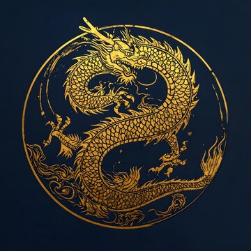 golden dragon on a black background