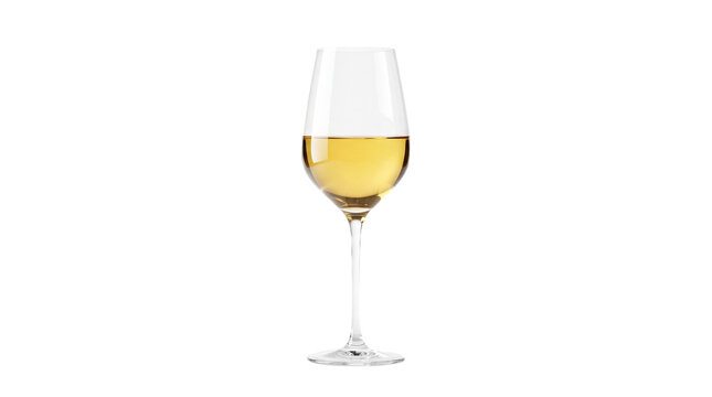 Elegant glass of white wine isolated as transparent PNG cutout, golden drink in stemmed goblet for restaurant menu, bar, tasting or celebration design