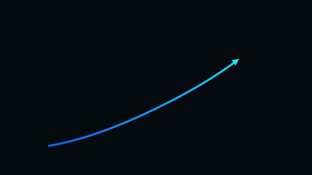Minimalist blue curved arrow motion graphics background loop showing upward direction