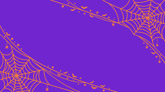 A spooky and delightful halloween background vector illustration featuring intricate spiderwebs and a vibrant purple color scheme for festive decorations and designs