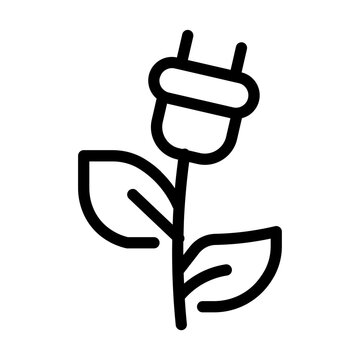 Green Eco Energy Plug Plant Icon