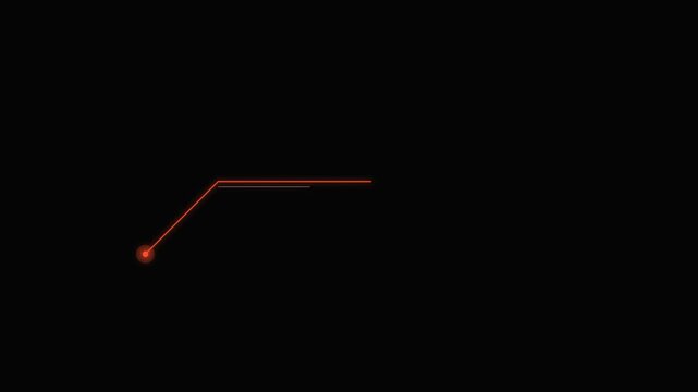 Abstract red neon line and glowing pulse dot motion graphics background loop.