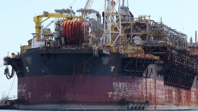 Industrial fpso oil tanker vessel drifting at sea