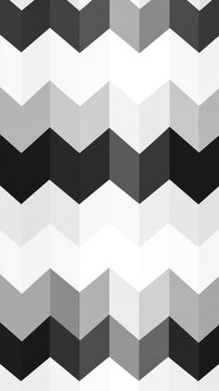 Seamless geometric chevron pattern featuring minimalist 3d cube design in shades of monochrome gray and white for wall decor