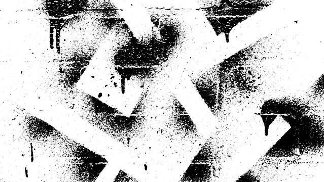 White spray paint graffiti on rough brick wall with dripping effects and textured surface