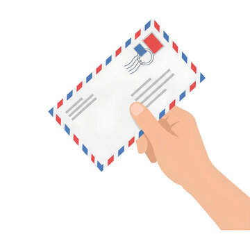 Hand Holding Airmail Envelope With Postage Stamp 3.