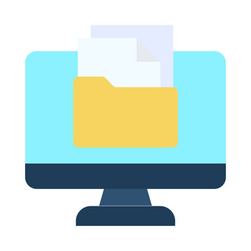 Monitor Icon Flat Color Style