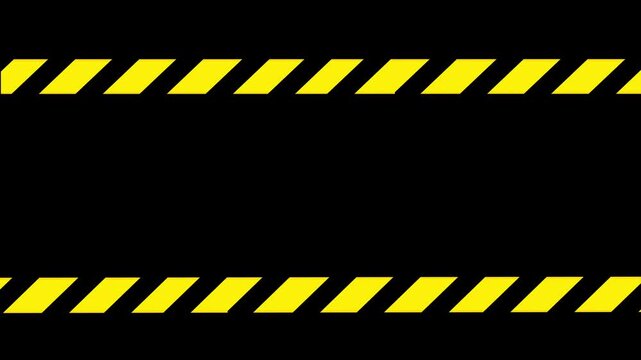 Horizontal police line warning stripes on black background