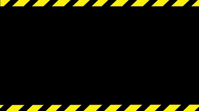 Yellow and black police line warning border on black background