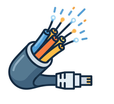 High Speed Fiber Optic Cable Icon for Broadband Data Connection