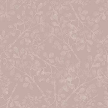 Soft Dusty Rose Botanical Leaf Pattern