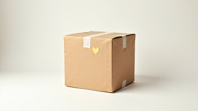 Cardboard Parcel With Heart Sticker Marketing Design