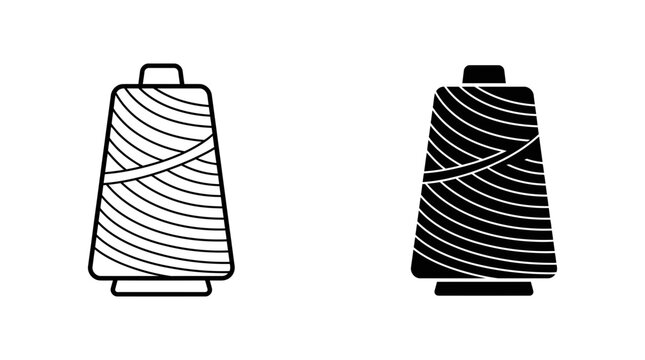 Spool of thread icon in outline and solid style. Vector illustration for design.