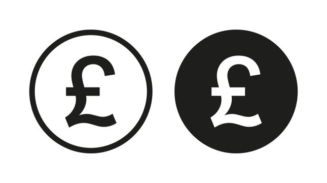 Pound sign icon in outline and solid style. Vector illustration