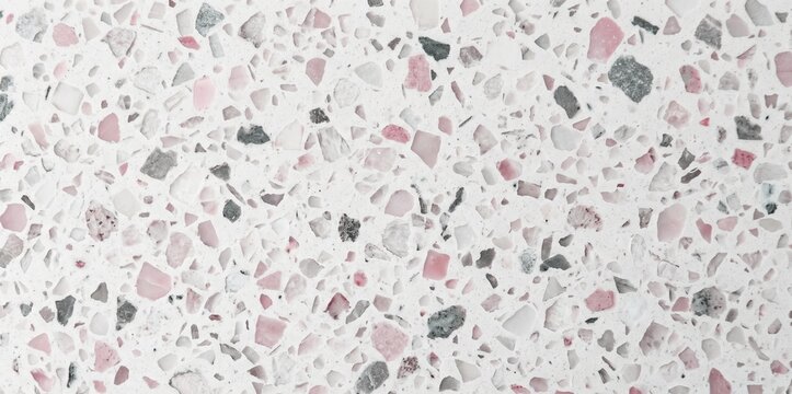 seamless bright pink white terrazzo floor texture quartz cement abstract retro pattern background