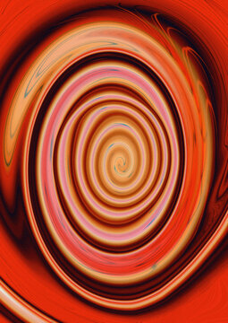 Abstract background featuring a vibrant orange and red spiral pattern with a hypnotic and swirling motion effect
