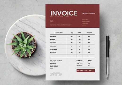 Professional Invoice Template for Business Billing and Payment Records