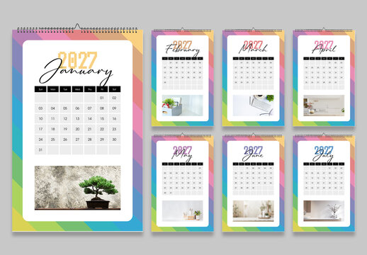 Colorful 2027 Calendar Template with Monthly Planner Pages