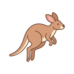 Naklejka premium Brown kangaroo jumping on plain background.