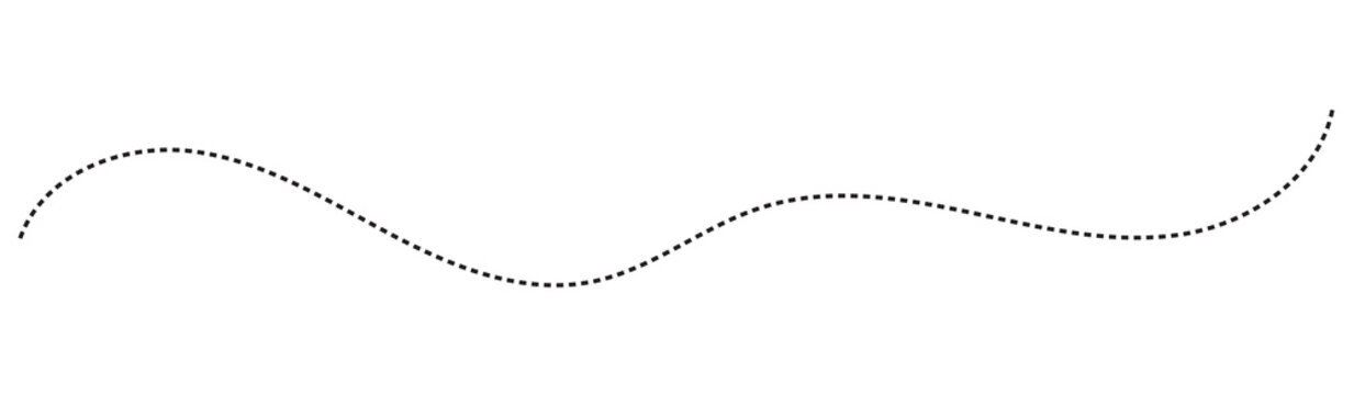 Abstract Hand-Drawn Dotted Line Collection. Dotted Spiral Curve Line. Hand Sketched Curly Border. Curly dotted line. Long dashed hand drawn squiggle.