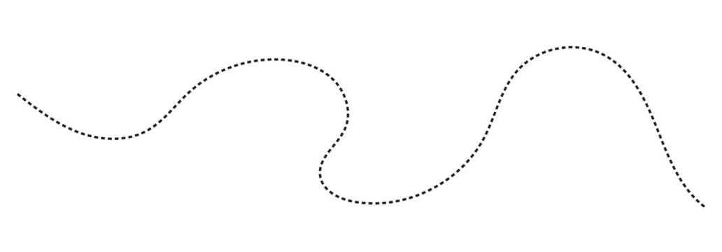 Abstract Hand-Drawn Dotted Line Collection. Dotted Spiral Curve Line. Hand Sketched Curly Border. Curly dotted line. Long dashed hand drawn squiggle.