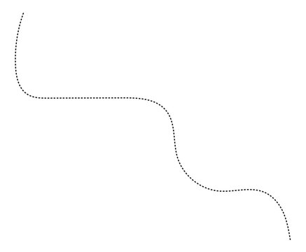 Abstract Hand-Drawn Dotted Line Collection. Dotted Spiral Curve Line. Hand Sketched Curly Border. Curly dotted line. Long dashed hand drawn squiggle.