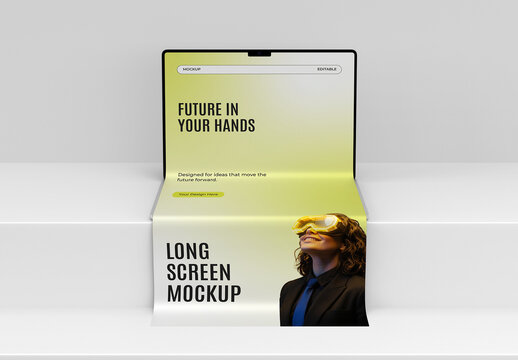Long Screen Laptop Mockup Template
