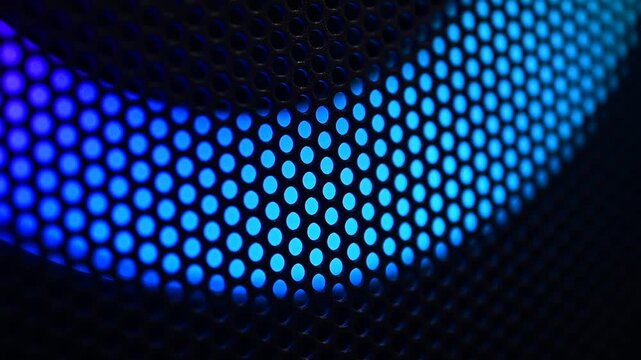 lights speaker close up macro light beat, close up on speaker lights flushing to the beat, abstract moving pulsing light music outdoor fun theme