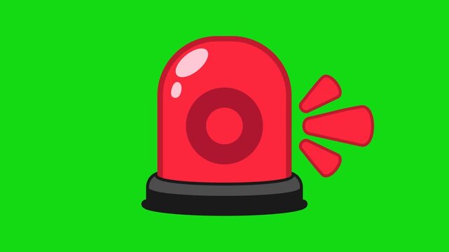 emergency warning alert light animation on green screen 