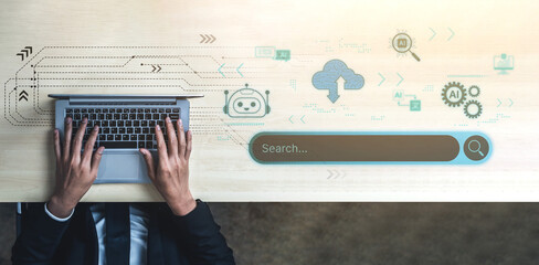 AI search and automation engine working with cloud, robotics and smart tools in AI-driven...