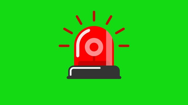 emergency warning alert light animation on green screen 