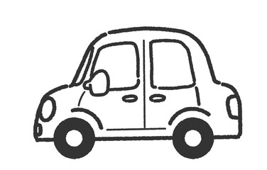 Fototapeta premium 丸っこくて可愛い軽自動車のシンプル手描きイラスト 挿絵に使える車イラスト